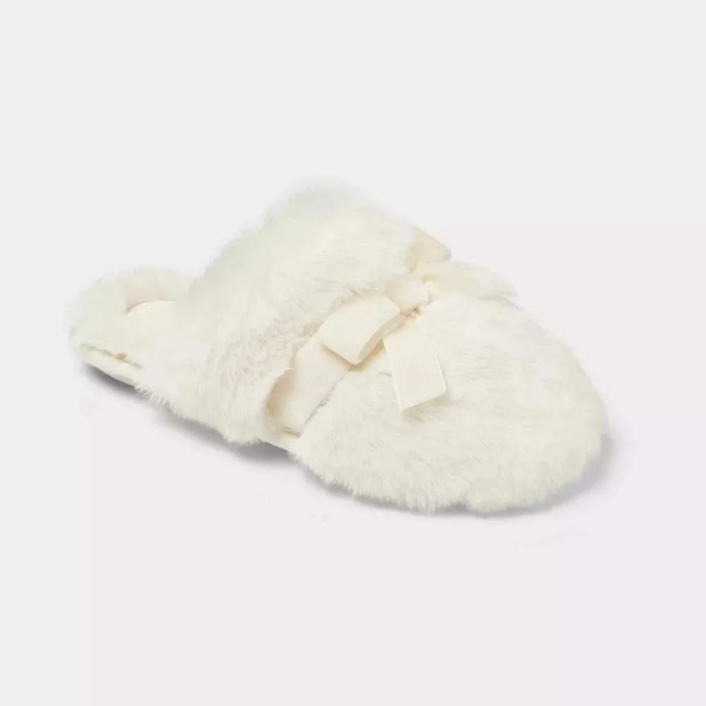 Kids' Amoret Plush Scuff Slippers Cat & Jack White 4/5 New With‎ Tags